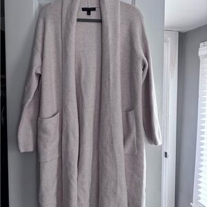 Banana Republic Long Open-Front Ribbed Cardigan in Light Taupe